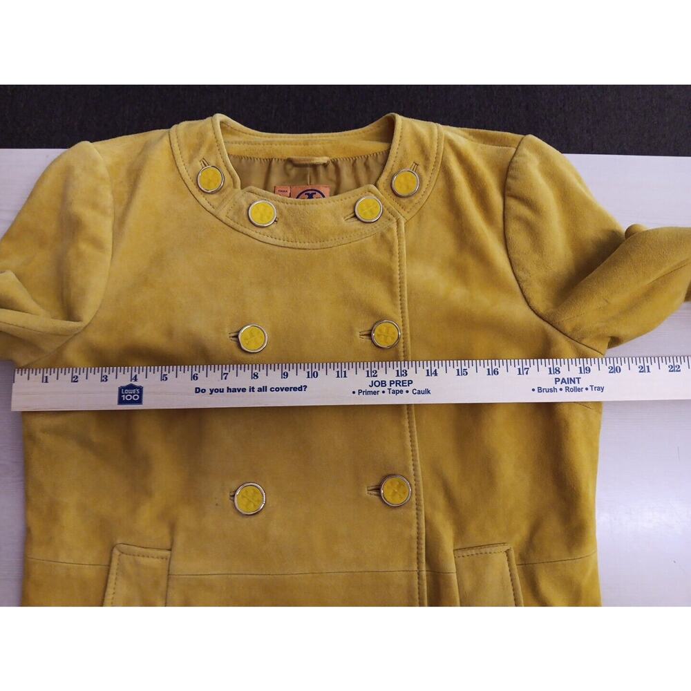 Tory Burch Buttery Soft Leather Evening Jacket Yellow Size 14 EUC - Picture 9 of 10